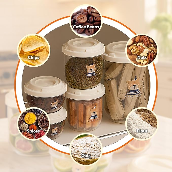 3 PCS Coffee Sugar Container Salts Jars, Transparent Cereal Containers Storage Set, Stackable BPA-Free Plastic Kitchen Pantry Organizer for Dry Food, Flour, Spice, Creamer