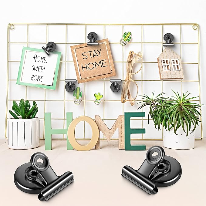 Grtard 6 Pack Magnetic Clips Heavy Duty, Magnet Clips for Fridge, Refrigerator Magnets, Strong Magnetic Clip,Scratch Free Magnets with Clip for Refrigerator, Whiteboard, Classroom, Locker(Black)