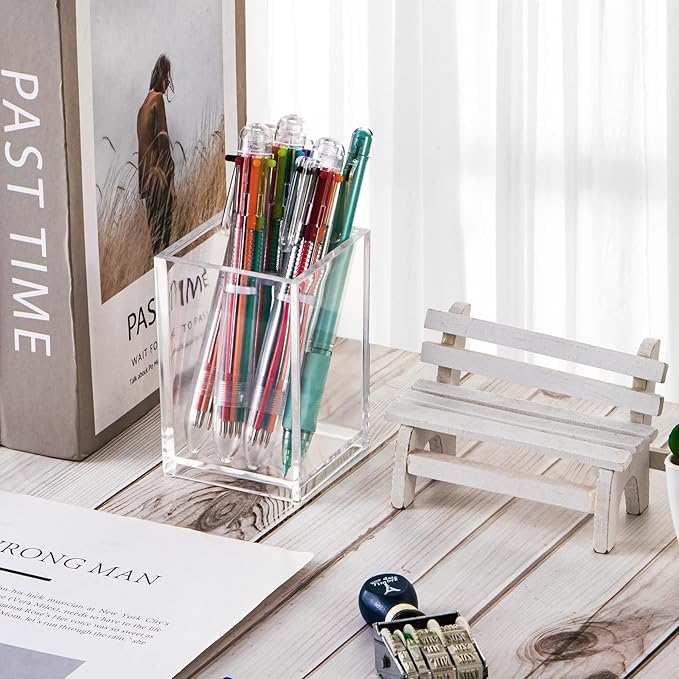 dedoot Acrylic Drawer Organizer, Clear 1 Compartment Makeup Organizer Transparent Plastic Makeup Brush Holder Pen Holder Jewelry Accessories Storage Acrylic Square Cube Box,2.5X2.5X3.8 Inches-NeatNest