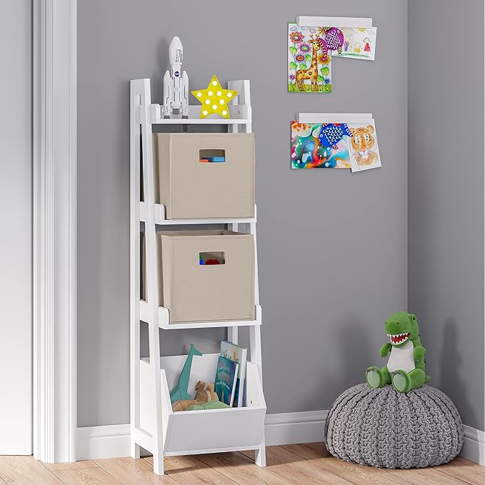 RiverRidge Folding Storage Bins with Handles Taupe Cube Storage Organizer for Closet, Bedroom & Playroom - Closet Organizers and Storage Set of 2-NeatNest