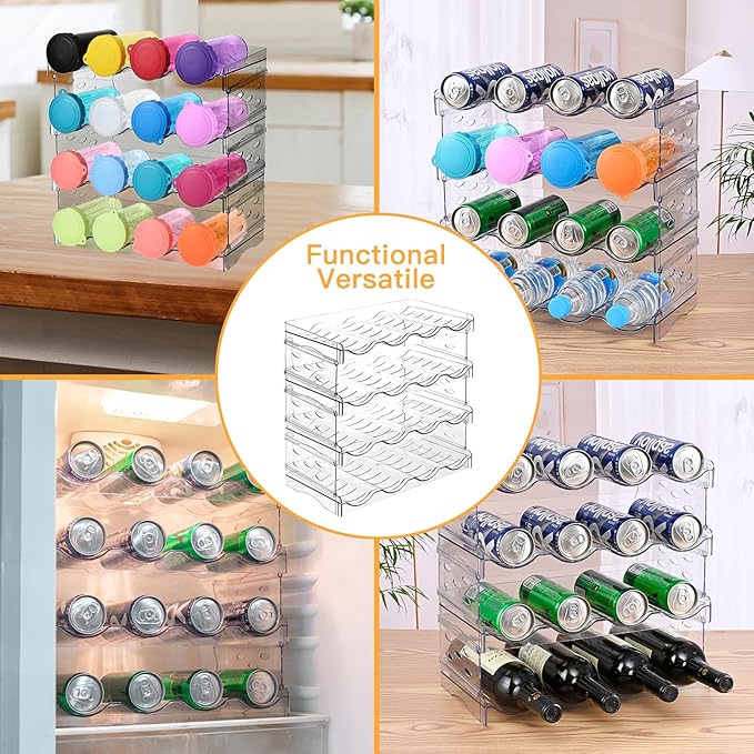 Acrylic Wine Rack for 16 Bottles/Cups - Freestanding Clear Modern Cabinet with Adjustable Shelves, Space-Saving Bar Organizer for Kitchen, Office, Dining Room - Lightweight & Shatter-Resistant