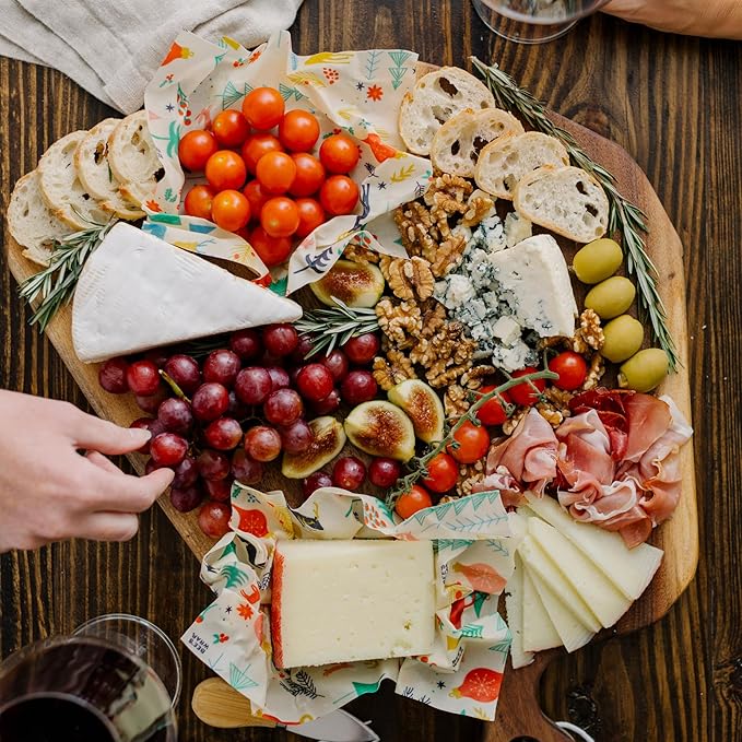 Bee's Wrap Beeswax Wraps for Food - Winter Wonderland 3 Pack (S, M, L) Made in USA Reusable & Organic Food Wraps, Sandwich Wrap & Bowl Covers - Eco-Friendly Alternative to Aluminum Foil & Plastic Wrap-NeatNest