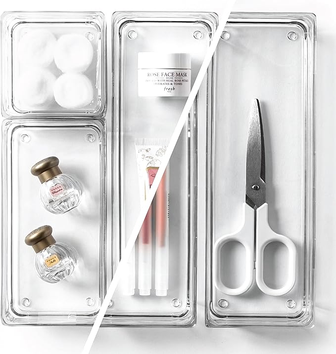 BINO 4-Piece Modular Drawer Bin Set | Bathroom & Vanity Drawer Organizer Trays - Small-NeatNest