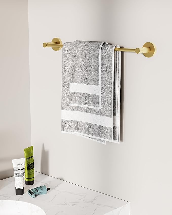 Fixsen 18-inch Gold Single Towel Bar Towel Rack Hand Towel Holder Stainless Steel and Zinc Alloy 1pc for Kitchen and Bathroom Wall Mount Heavy Duty Storage
