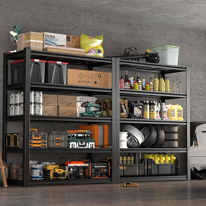 Garage Shelving,5-Tier Metal Storage Shelves,Metal Shelves for Garage Storage,Steel Shelving 24" D x 47" W x 72" H