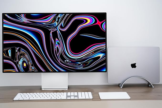 Adjustable Vertical Laptop Stand - 6061 Aluminum, CNC Precision, Anodized Finish, Fits All Laptops Including 17-inch, Ventilated Design, Anti-Slip Silicone Pads, ARC Shaped Stands