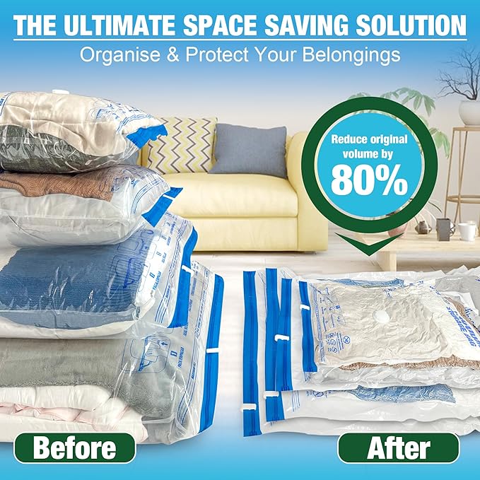 Vacuum Storage Bags, 5 Jumbo and 5 Large Space Saver Vacuum Seal Bags, Space Bags, Vacuum Seal Bags for Clothing, Clothes, Blankets, Bedding (5 Jumbo 5 Large)-NeatNest