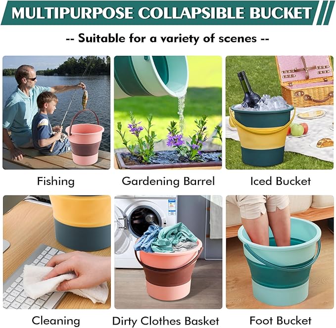 Collapsible Bucket 3PCS 4.5 Gallon/17L Small Plastic Household Cleaning Mop Buckets Foldable Water Bucket for Car Wash Fishing Camping Beach (Large 3 PCS)-NeatNest