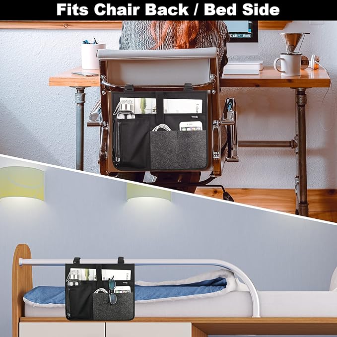 Cosmos Armrest Chair Side Organizer Bedside Caddy Organizer Bed Buk Storage Bag Armchair Wheelchair Hanging Side Pocket Bag for Ipad, Tablet, Cellphone, Remote Control, Magazines, Books & Water Bottle-NeatNest