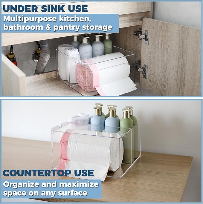 Storage Standard Trash Bag Kitchen and Bathroom Organizer - Large Garbage Bag Under Sink Dispenser - Acrylic Storage Cabinet-NeatNest