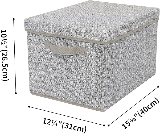 GRANNY SAYS Storage Boxes with Lids, Set of 3 Fabric Boxes with Lids, Grey Storage Box for Clothes, Fabric Containers, Large Fabric Boxes for Closet-NeatNest
