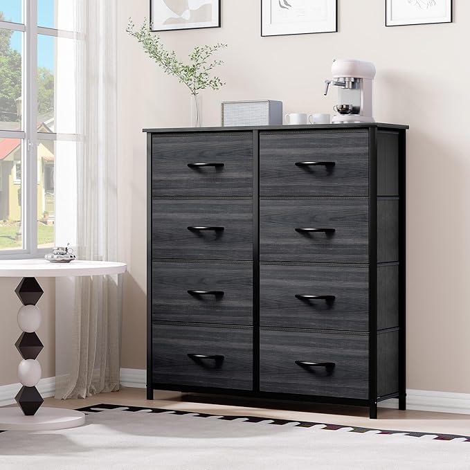 DWVO Dresser with 8 Drawers - Fabric Storage Tower, Organizer Unit for Bedroom, Hallway, Closets - Sturdy Steel Frame, Wooden Top & Easy Pull Fabric Bins-NeatNest