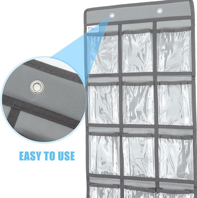 DOITOOL 12 Pockets Classroom Pocket Chart for Cell Phone Calculator Holder Over The Door Hanging Closet Jewelry Organizer Clear Pocket Chart Organizer for Classroom Cellphone Storage-NeatNest