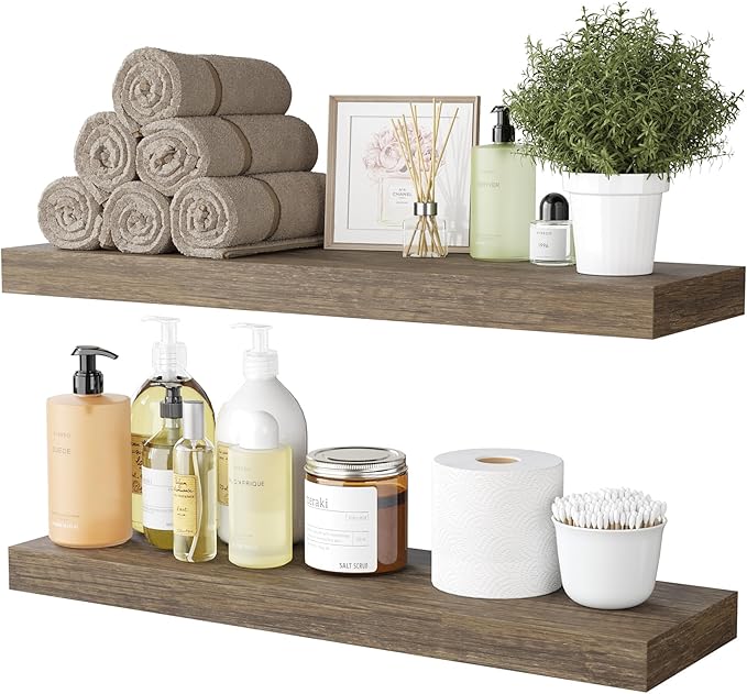 BAMEOS Floating Shelf, 24x6 Wall Shelf,Decor Wall Mounted Shelves,Hanging Shelf Set for Bathroom Kitchen Living,Kitchen,Room Bedroom Storage-NeatNest