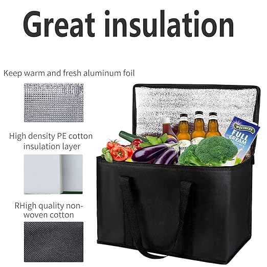 Casserole Carrier for Hot or Cold Food, Insulated Bag Lasagna Lugger Tote for Potluck Parties/Picnic/Cookouts, Fits 9"x13" Baking Dish Black Keep Food warmPans lid and Carrying case Container Heat-NeatNest