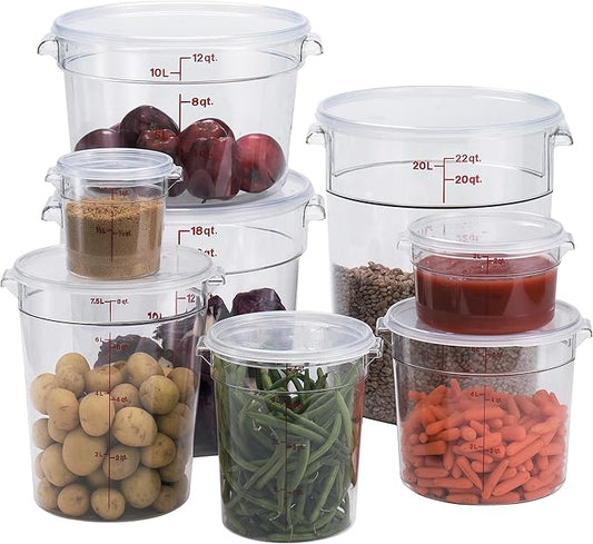 Cambro Food Storage Container (6 Pack) - Round Series - 18 QT (Quart) - Commercial Grade for Food Prep (Clear)-NeatNest