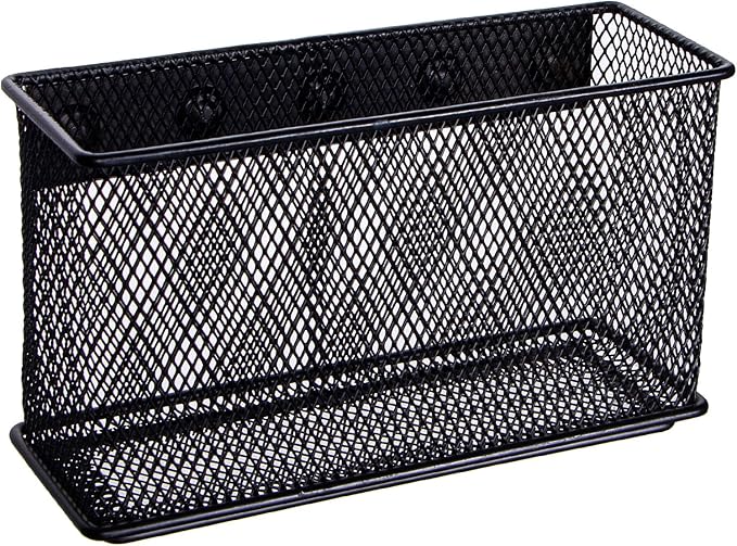 dedoot Magnetic Basket for refrigerator Storage Magnetic Pencil Holder Basket Mesh Black Strong Magnetic Pen Holder for Refrigerator,Whiteboard, Locker, Home and Office Organizer, 6.3x2.3x3.6inch-NeatNest