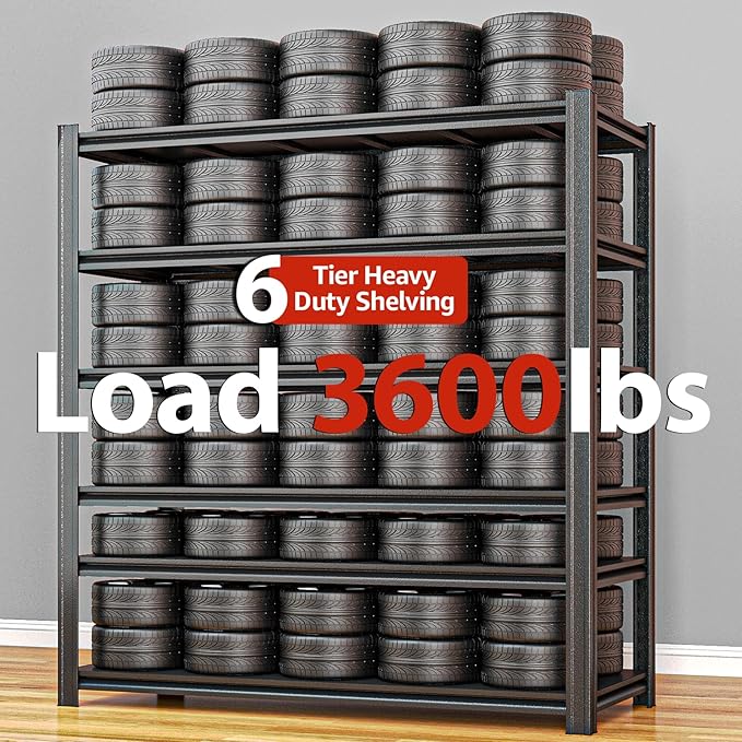 84" H x 55.12" W 6 Tier Metal Garage Storage Shelves, 3600 LBS Heavy Duty Adjustable Shelving Unit for Warehouse, Basement, Kitchen, Store Display, Flower Stand, Office, Classroom, 23.62" D-NeatNest