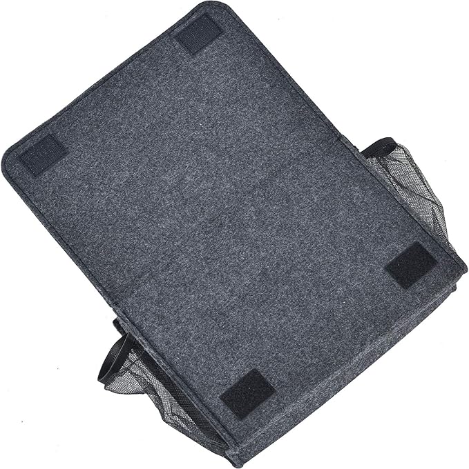Bedside Caddy, Large Size Storage Organizer with 8 Pockets - Holds Magazines, Remotes, Phone (13.4'' x 18.1'', Dark Grey)-NeatNest
