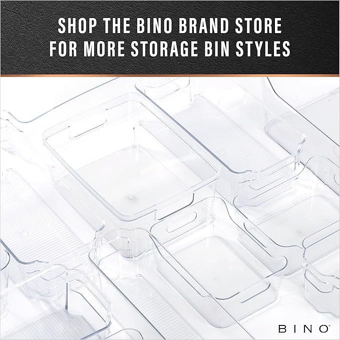 BINO | Plastic Storage Bins, Medium - Shallow | THE HANDLER COLLECTION | Multipurpose Organizer Bins | Kitchen Pantry Organizers and Storage | Clear Containers for Organizing Home | Freezer Organizer-NeatNest