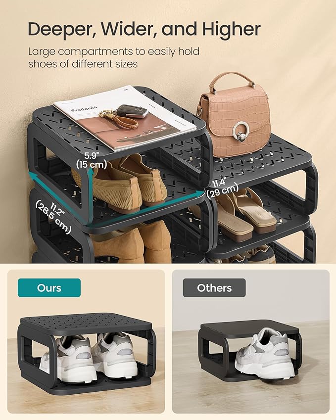 SONGMICS Shoe Rack, Shoe Organizer, 6 Shelves, Shoe Storage, Narrow Shoe Shelf, Open Shelf for Entryway, Living Room, Bathroom, Space-Saving, Ink Black ULPC037B01-NeatNest