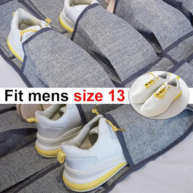 Over the Door Shoe Organizer,Hanging Shoe Rack Storage Holder with 24 Extra Large Fabric Pockets for Closet,Men Sneakers,Women High Heeled Shoes,Slippers,Grey 61.4''x22''-NeatNest