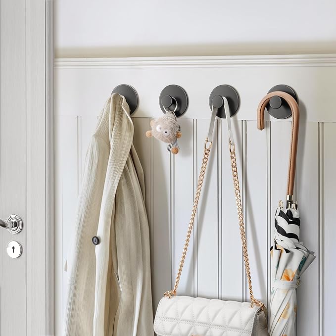 10-Pack Adhesive Wall Hook for Coat and Towel: Extra Sticky 12 LB (Max), Stainless Coat Rack Door Holder Hanger, White Heavy Duty