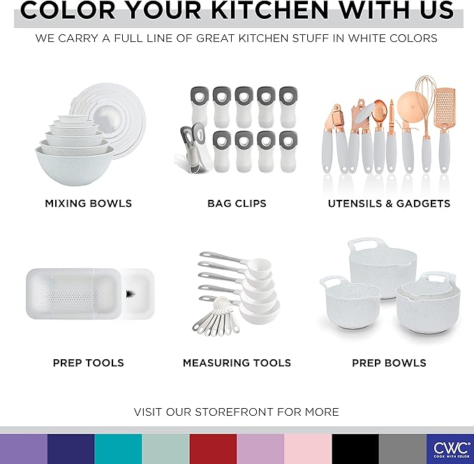 COOK WITH COLOR Kitchen Gadget Set Copper Plated Stainless Steel Utensils with Soft Touch Handles, Copper White, 10 Pieces-NeatNest