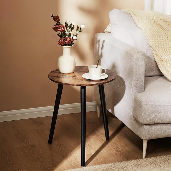 Apicizon Round Side Table, Modern Nightstand End Table, Nursery Side Table for Small Spaces, Bedroom, Living Room,16.5 x 20 Inches, Rustic Brown-NeatNest