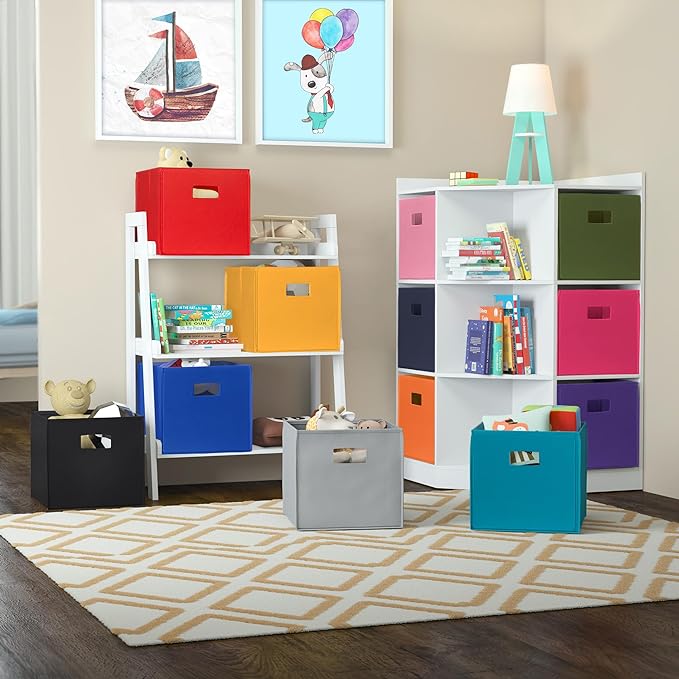 RiverRidge Folding Storage Bins with Handles Blue Cube Storage Organizer for Closet, Bedroom & Playroom - Closet Organizers and Storage Set of 4-NeatNest