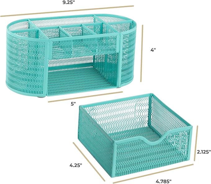 BLU MONACO Aqua Desk Organizer – Strong Metal with Aqua Finish, Storage for Office Supplies, Home or Office Desk Décor-NeatNest