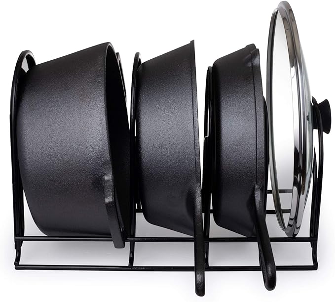 Cuisinel Heavy Duty Pots and Pans Organizer - Extra Large 5-Tier Rack - Holds Cast Iron Skillets, Dutch Oven - Durable Construction - Space Saving Kitchen Storage - No Assembly Required - Black 15.4"-NeatNest