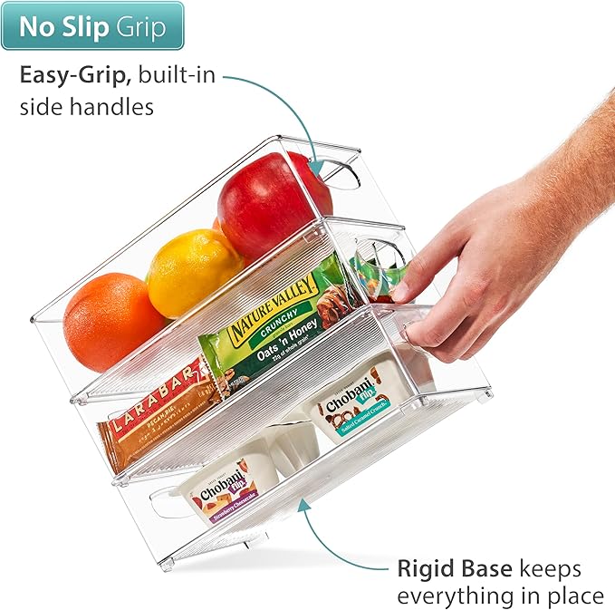 Sorbus Stackable Refrigerator Organizer Bins - Clear Storage Bins for Kitchen Pantry, Freezer & Fridge Organization - Food Organizing Plastic Containers with Handles for Countertops & Drawers (6 Pack)-NeatNest