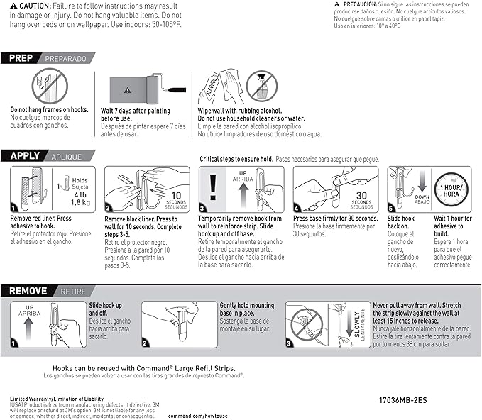 Command Large Matte Black Double Hooks, 2 Hooks and 2 Command Strips, Damage Free Hanging Wall Hooks with Adhesive Strips, No Tools Coat Hooks for Hanging Home Decor, Holds up to 4 lb-NeatNest