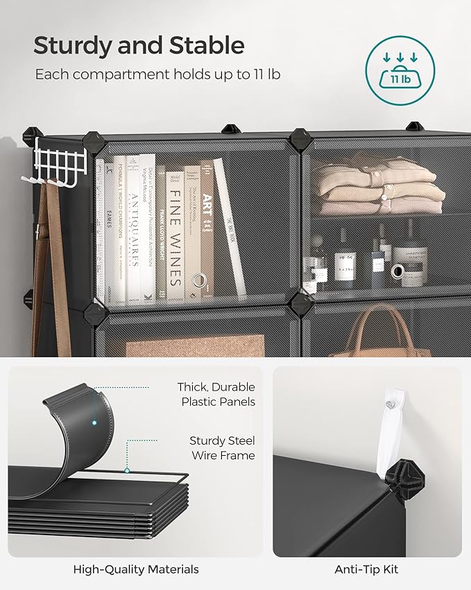 SONGMICS Shoe Rack Organizer, 6-Tier Shoe Storage Cabinet for Closet and Entryway, Holds 24 Pairs of Shoes, Adjustable, Black ULPC033B01-NeatNest
