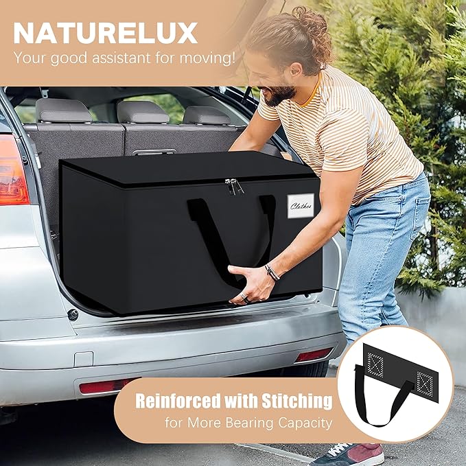 Heavy Duty Moving Bags - Extra Large Packing Bags and Storage Totes, Collapsible and Foldable Option for Moving and Storage, Black, 125 L - 18 Pack