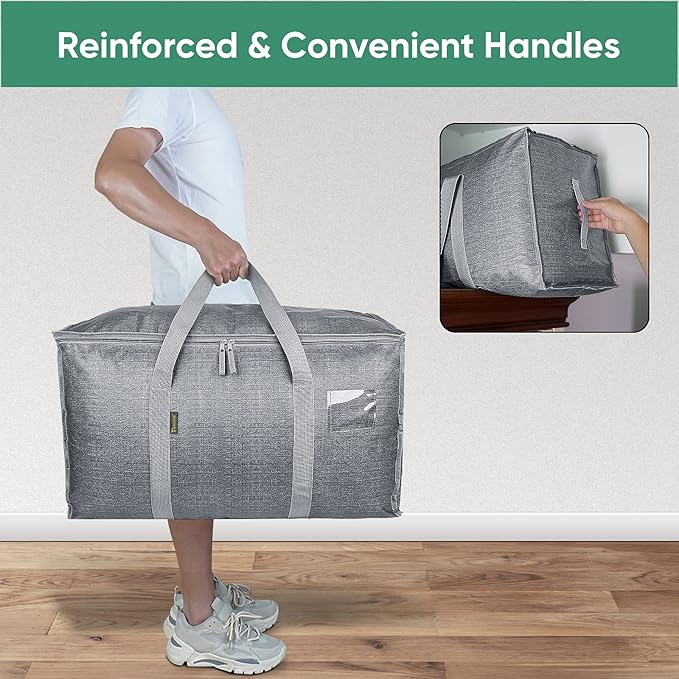 BALEINE 2-Pack Oversized Moving Bags with Reinforced Handles, Heavy-Duty Storage Tote for Clothes, Moving Supplies (Winter Grey, 2-Pack)-NeatNest