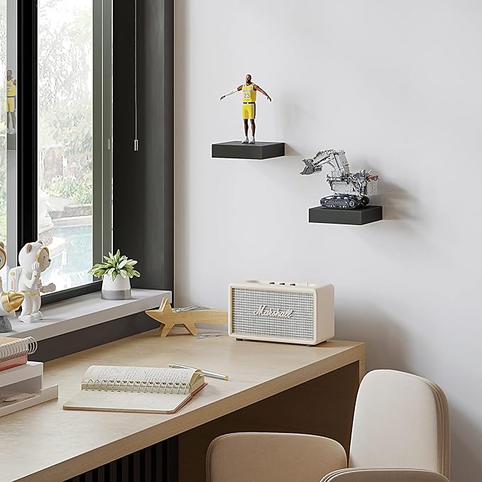 BAMEOS Small Floating Shelves for Wall, Small Black Shelf 5.9 * 5.7 Inch Display Ledges for Decor, Mini Shelf for Wall, Black-NeatNest