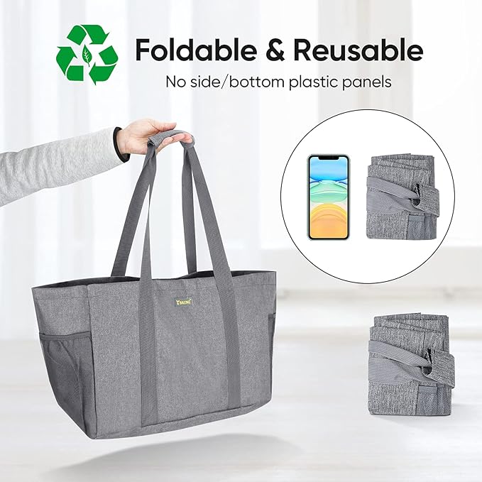 BALEINE Soft 9 Gallon Extra Large Utility Tote, Foldable Reusable Storage Bag (Winter Gray)-NeatNest