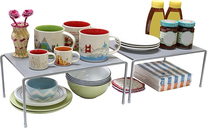 Deco Brothers Expandable Cabinet Shelf Organizer for Kitchen Cabinet and Counter, Grey-NeatNest