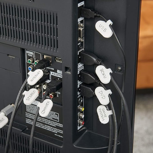 Cable Labels by Wrap-It Storage, Regular, White (36 Pack) - Write On Cord Labels, Wire Labels, Cable Tags and Wire Tags for Cable Management and Electronics, Computers. Great Stocking Stuffer-NeatNest