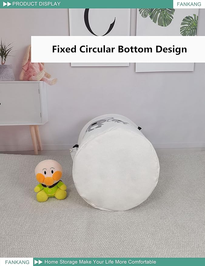 FANKANG Storage Basket, Nursery Hamper Canvas Laundry Basket Foldable with Waterproof PE Coating Large Storage Baskets for Kids Boys and Girls, Office, Bedroom, Clothes,Toys(Koala)