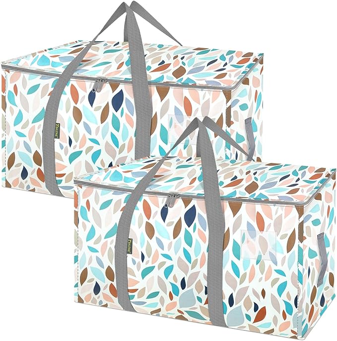BALEINE 2-Pack Oversized Moving Bags with Reinforced Handles, Heavy-Duty Storage Tote for Clothes, Moving Supplies (Mosaic, 2-Pack)-NeatNest