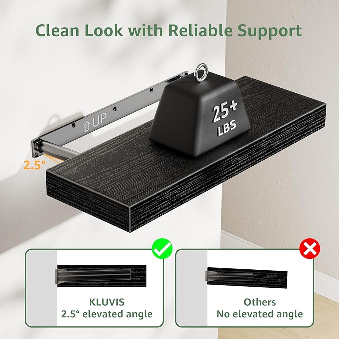 Bathroom Floating Shelves for Wall - Shelf Over Toilet Storage Small Farmhouse Decor Shelves (15.7 inch, Set of 3, Black)-NeatNest