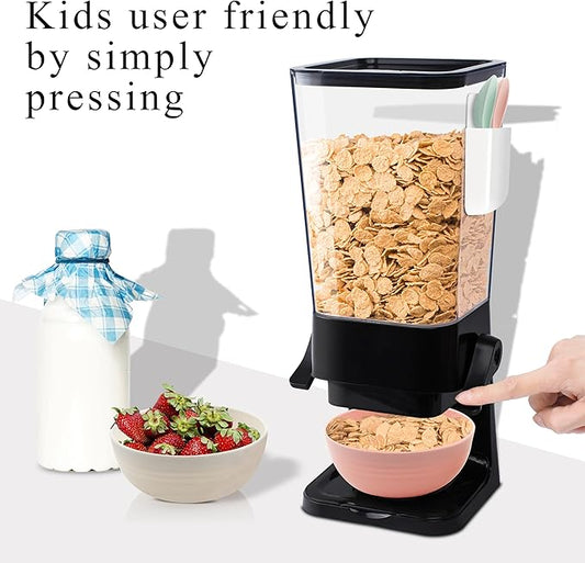 Cereal Dispenser Countertop Black 2 Pack with Bowls Spoons Cutlery Box, 5.5 QT Dry Food Dispenser Snack Organizer Containers Storage for Pantry Kitchen Organization Oatmeal Nut-NeatNest