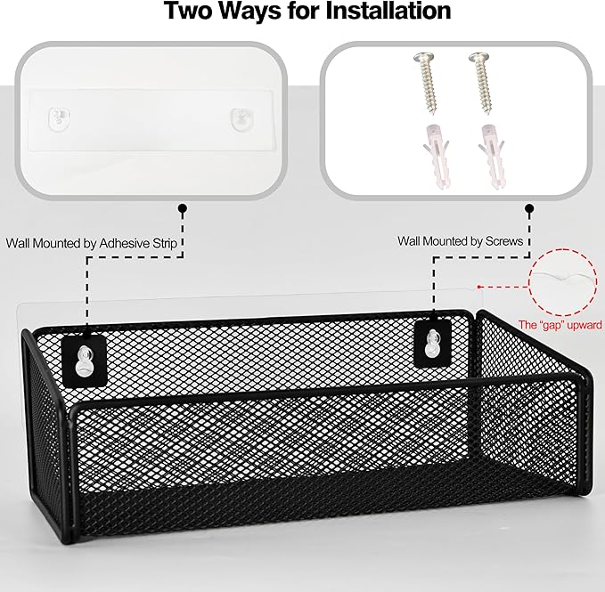 Bathroom Shelf Over Toilet Storage Basket,Toilet Beside Floating Shelf Mesh Metal Wall Mounted Shelves for Home Organization & Decor Essentials,Kitchen/Living Room Shelves (Black)-NeatNest
