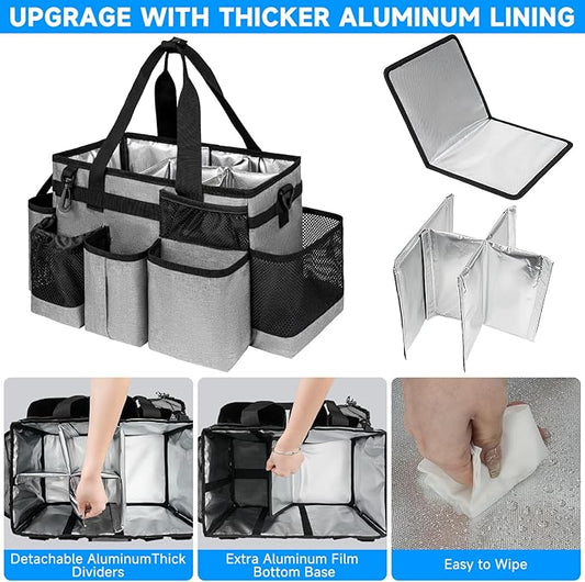 Cleaning Caddy Bag, Cleaning Supplies Organizer for Housekeepers, Housekeeping Caddy with Handle and Detachable Padded Cushion, Gray-NeatNest