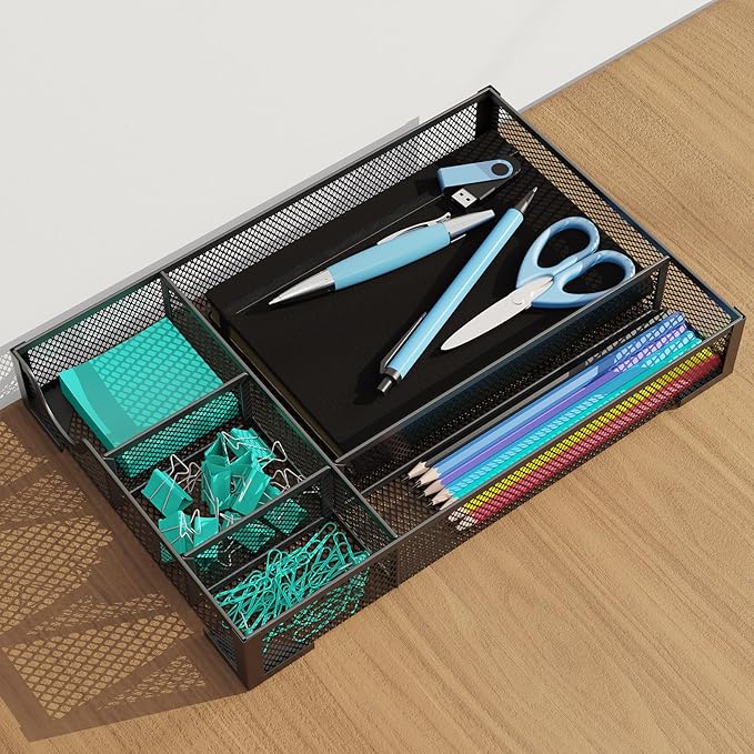 Desk Drawer Organizer, Office Desk Organizer Tray with 5 Dividers, Pen Pencil Drawer Organizer for Office Supplies, Desktop, Bathroom, Kitchen, Makeup, Vanity -NeatNest