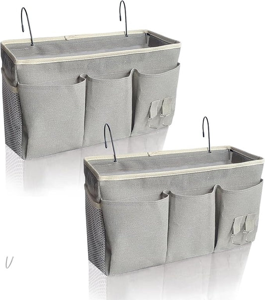 Bedside Caddy, Bedside Hanging Storage Organizer forBunk and Hospital Beds,College Dorm Bed,Can be Placed Glasses Books Mobile Phones (Grey 2)-NeatNest