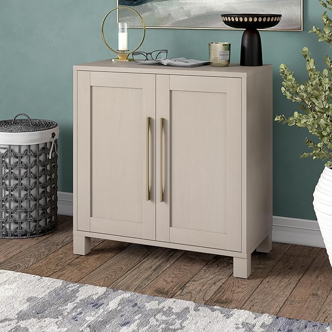 Henn&Hart 28" Wide Rectangular Accent Cabinet in Beech White, for Home, Living Room, Bedroom, Entertainment Room, Office.